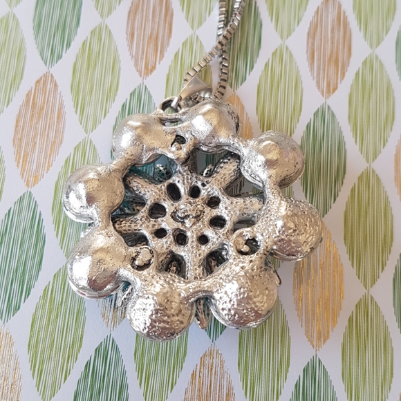 Betsey Johnson Style Necklace Blue Crystal Pendant Chain - Picture 4 of 8